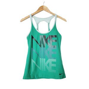 Nike Tank Top Green Keyhole Racerback Activewear w Built In Sports Bra